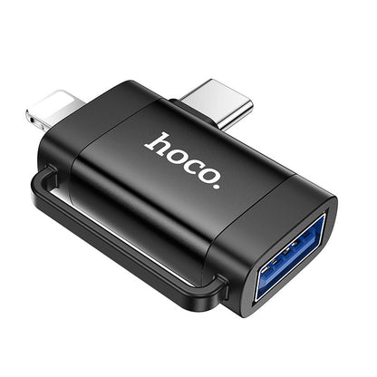 OTG adapter USB-C / Lightning - USB-A HOCO UA31F, Črn