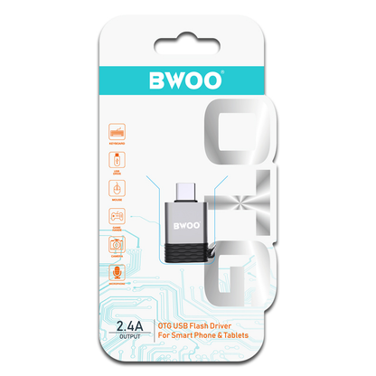 OTG USB-A - USB-C adapter BWOO BZ-35, Siva