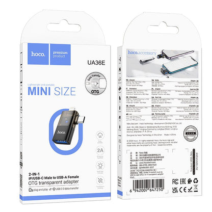 OTG adapter Lightning / USB-C - USB-A HOCO UA36E, Črn