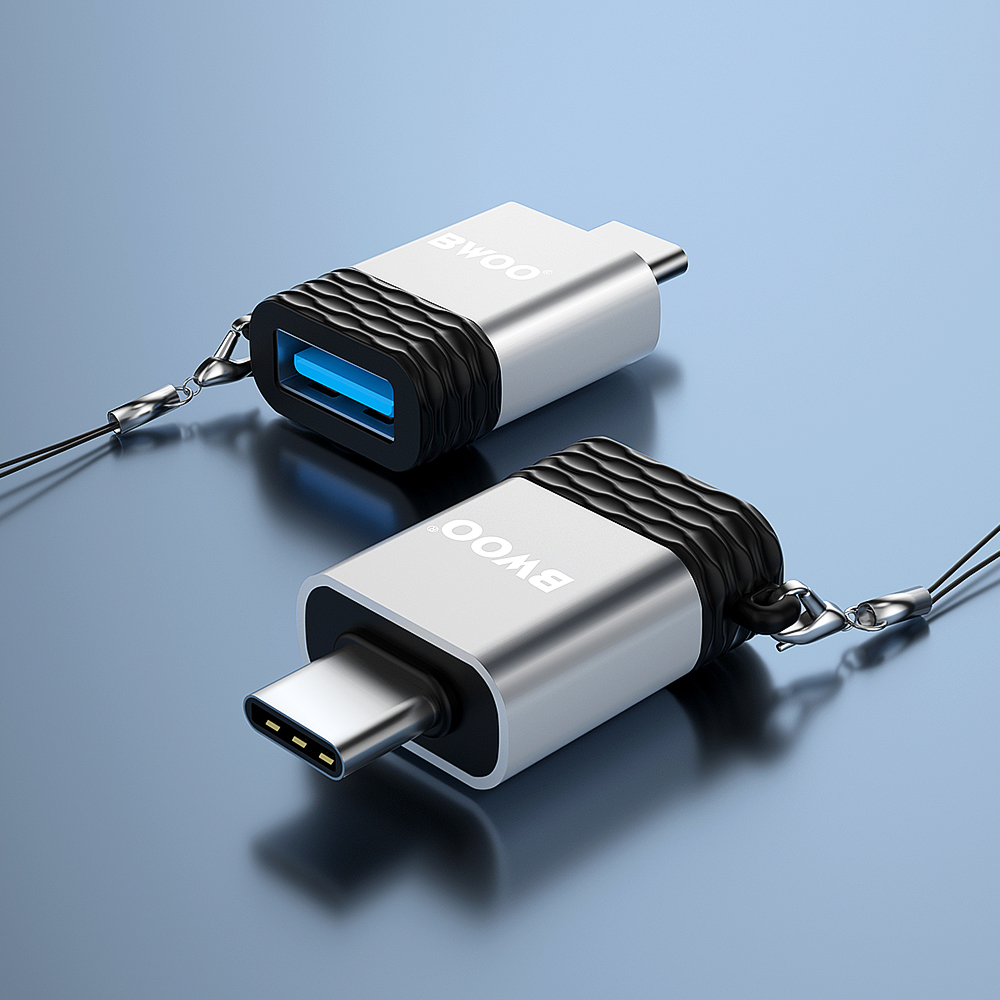 OTG USB-A - USB-C adapter BWOO BZ-35, Siva