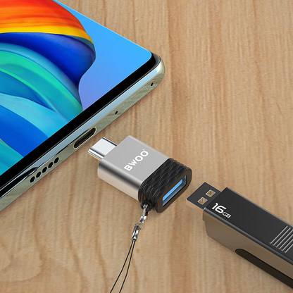 OTG USB-A - USB-C adapter BWOO BZ-35, Siva