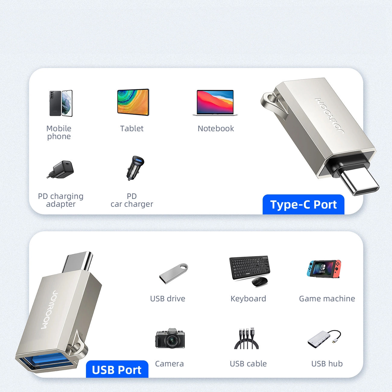 OTG adapter USB-C - USB-A Joyroom S-H151, Srebrn