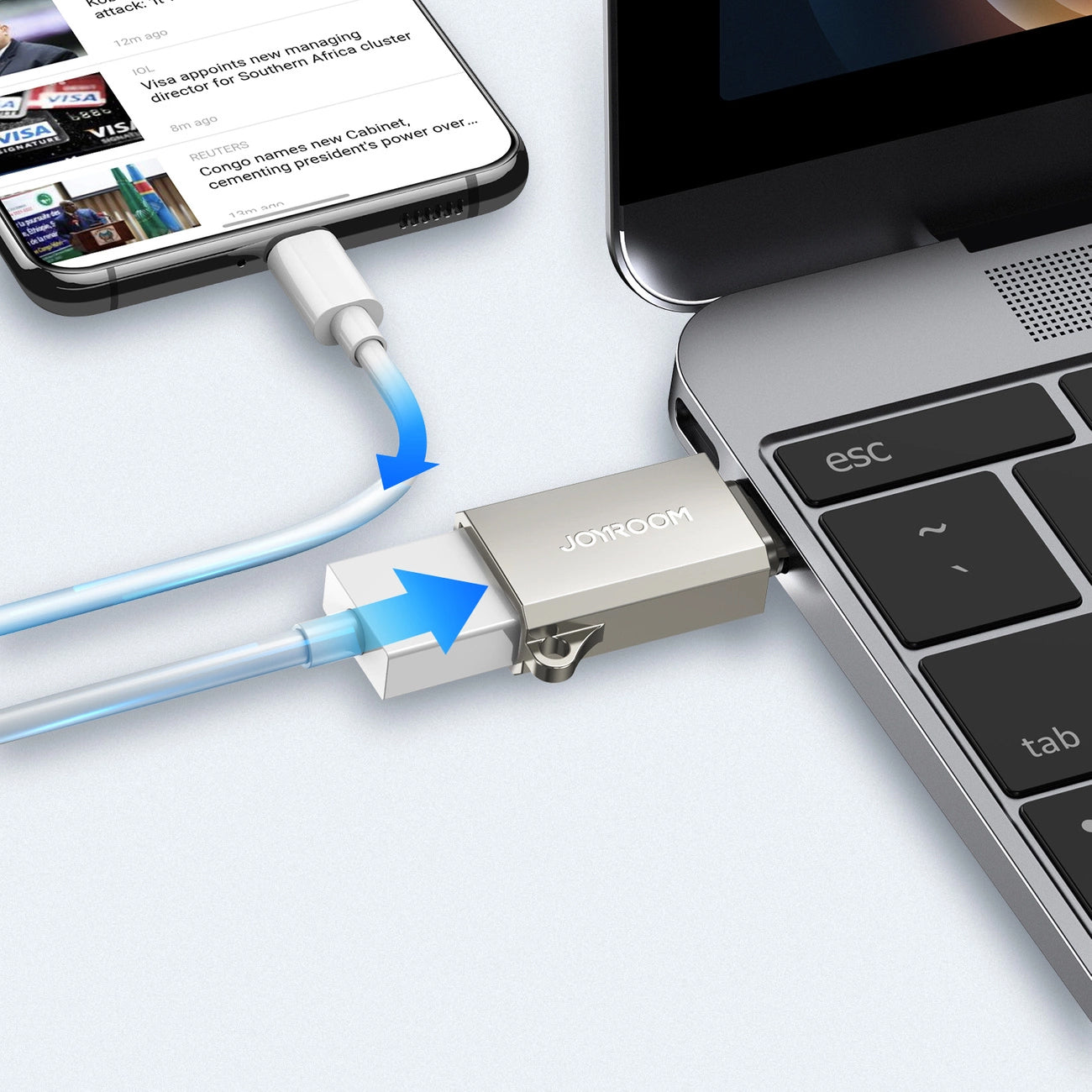 OTG adapter USB-C - USB-A Joyroom S-H151, Srebrn