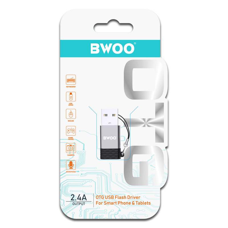 USB-C to USB-A Data and Charging Adapter BWOO BZ-38, Gray