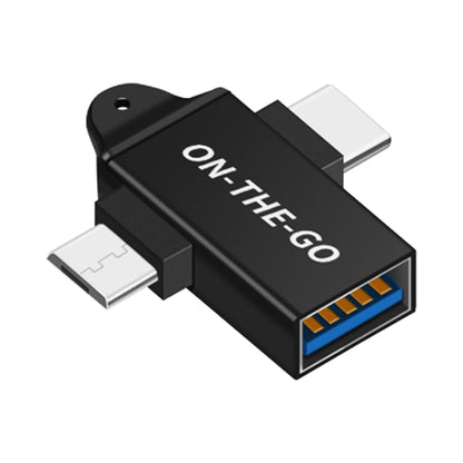 OTG adapter microUSB / USB-C - USB-A Techsuit A15 AluCoreX, Črn