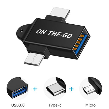 OTG adapter microUSB / USB-C - USB-A Techsuit A15 AluCoreX, Črn