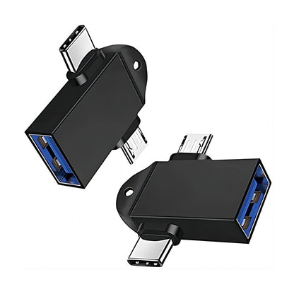 OTG adapter microUSB / USB-C - USB-A Techsuit A15 AluCoreX, Črn