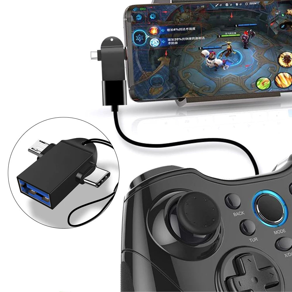 OTG adapter microUSB / USB-C - USB-A Techsuit A15 AluCoreX, Črn