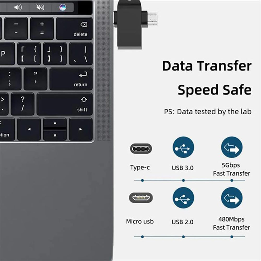 OTG adapter microUSB / USB-C - USB-A Techsuit A15 AluCoreX, Črn