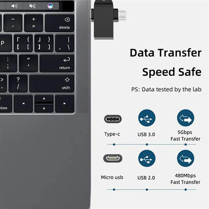 OTG adapter microUSB / USB-C - USB-A Techsuit A15 AluCoreX, Črn