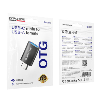 OTG USB-C - USB-A adapter Borofone BV26C, Črn