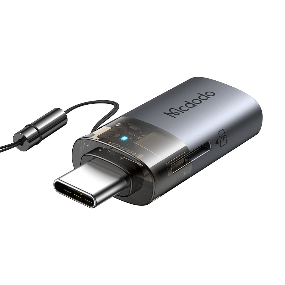 Bralec kartic USB-C McDodo OT-7600, USB-A (OTG) - microSD, črn