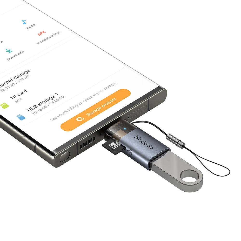 Bralec kartic USB-C McDodo OT-7600, USB-A (OTG) - microSD, črn