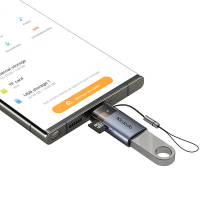 Bralec kartic USB-C McDodo OT-7600, USB-A (OTG) - microSD, črn