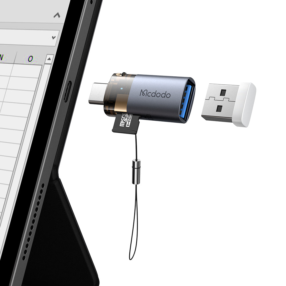 Bralec kartic USB-C McDodo OT-7600, USB-A (OTG) - microSD, črn