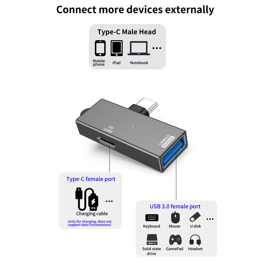 OTG adapter USB-C - USB-A Techsuit A21, Siv