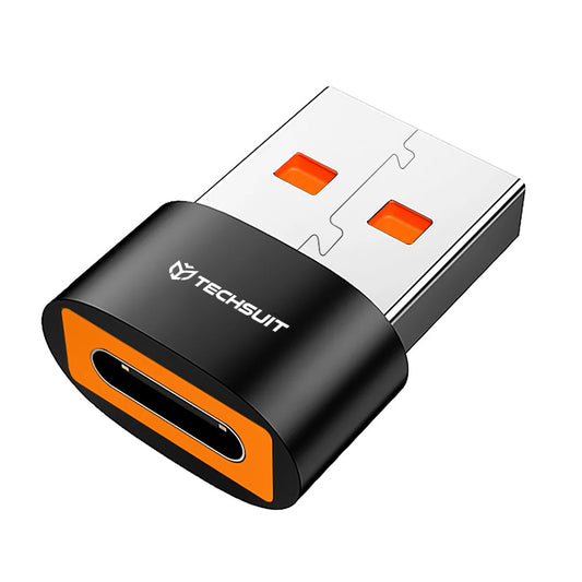 Adapter za podatke in polnjenje USB-C - USB-A Techsuit A4 HyperPort, črno-oranžen