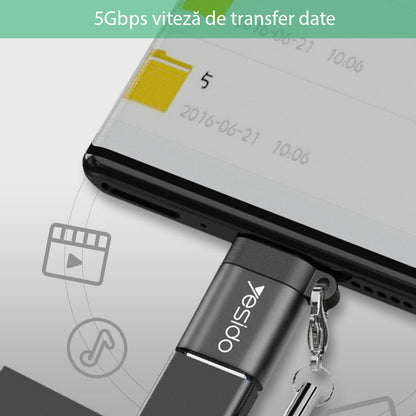 OTG adapter USB-C - USB-A Yesido GS06, črn