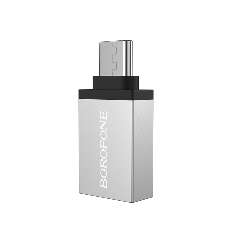 OTG USB-A - USB-C adapter Borofone BV3, srebrn