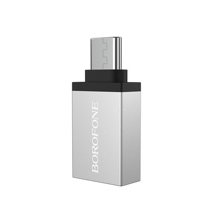 OTG USB-A - USB-C adapter Borofone BV3, srebrn