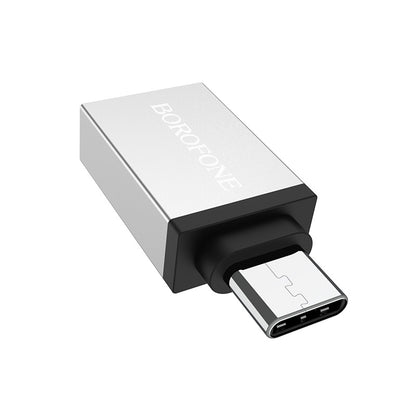OTG USB-A - USB-C adapter Borofone BV3, srebrn
