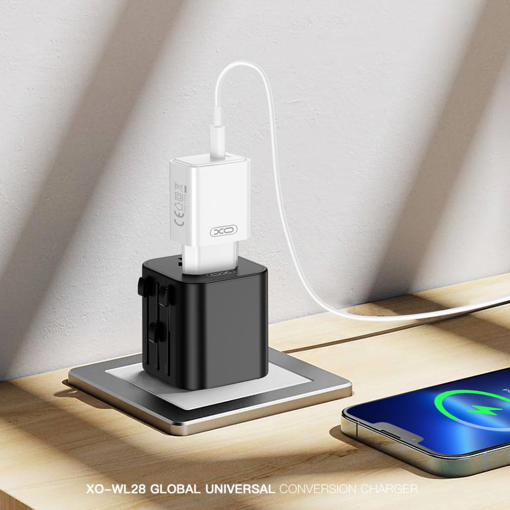 Omrežni adapter XO Design WL28 Travel US / UK / AU / CN / EU, Črn