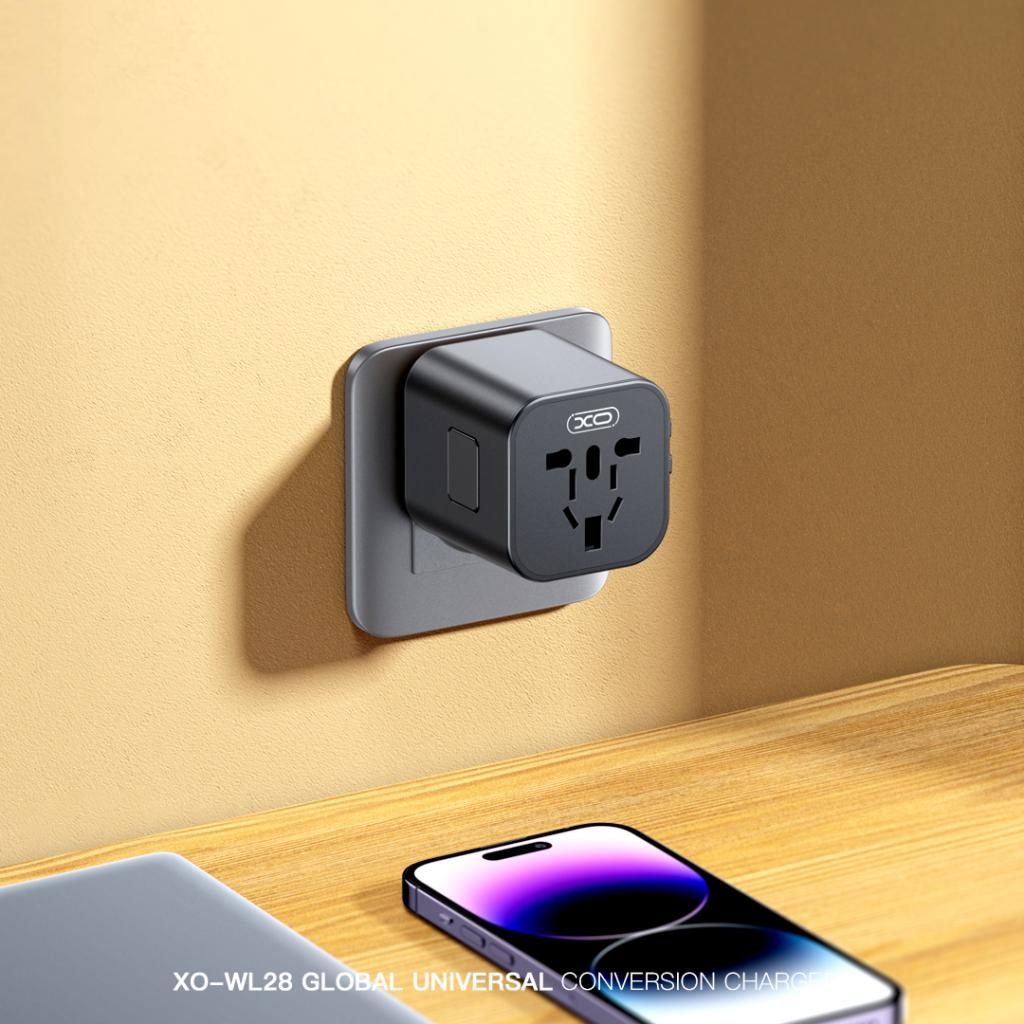 Omrežni adapter XO Design WL28 Travel US / UK / AU / CN / EU, Črn