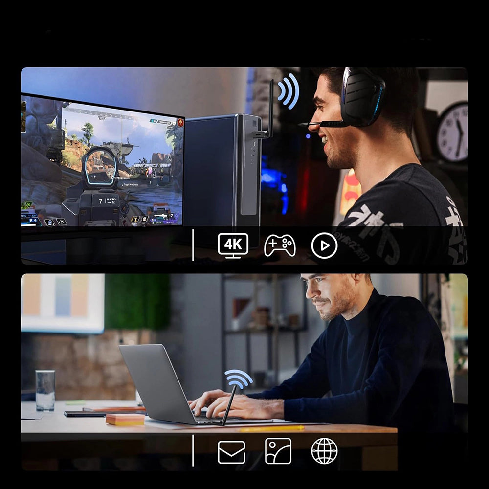 Brezžični adapter UGREEN AX900 (75109), Dual Band, Wi-Fi 6, 600Mbps, črn
