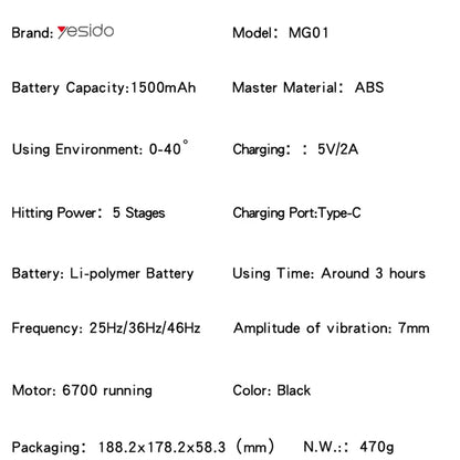 Masažna naprava Yesido MG01, Črna