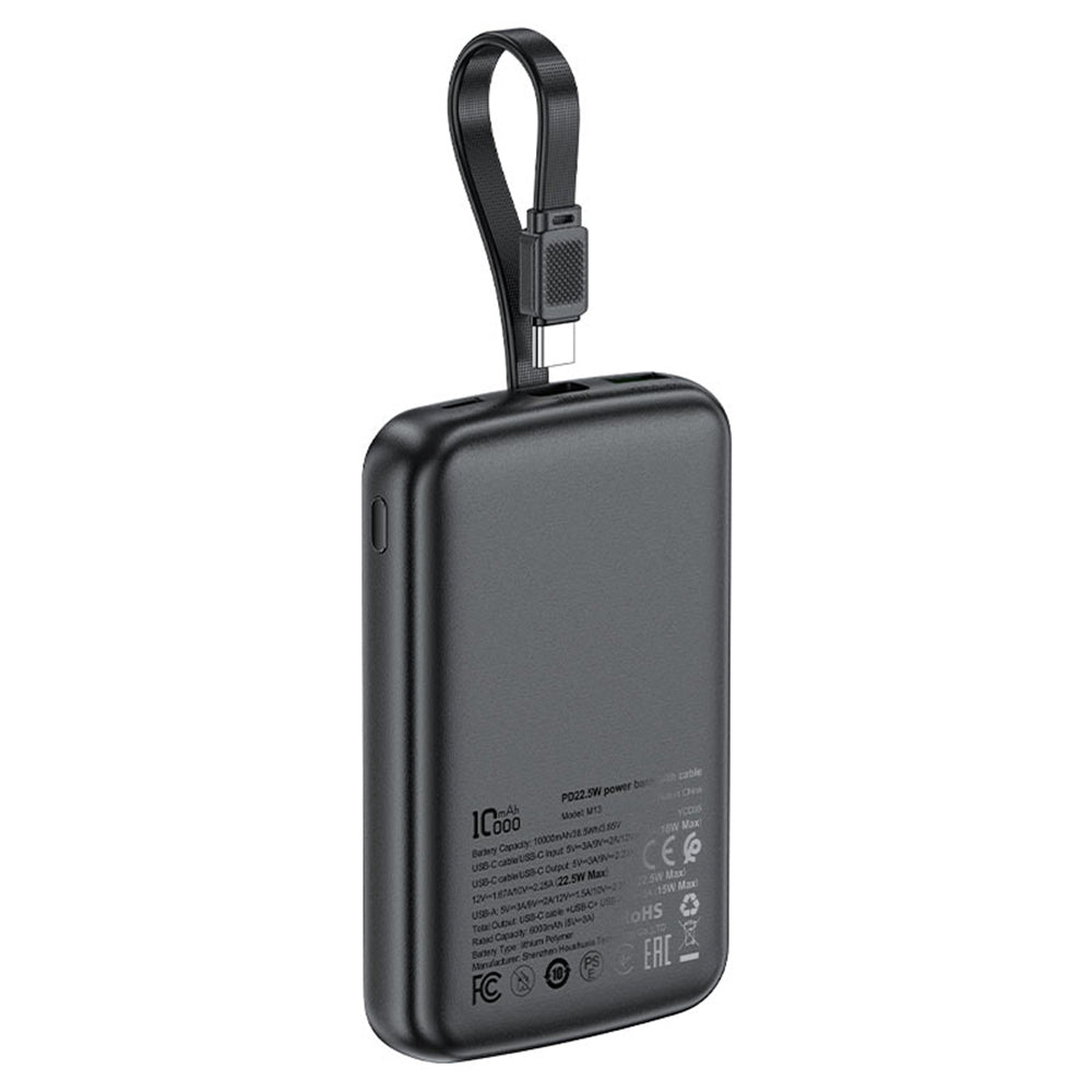 Zunanja baterija Acefast M13, 10000mAh, 22.5W, QC + PD, 1 x USB-A - 2 x USB-C, črna