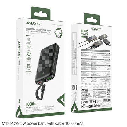 Zunanja baterija Acefast M13, 10000mAh, 22.5W, QC + PD, 1 x USB-A - 2 x USB-C, črna