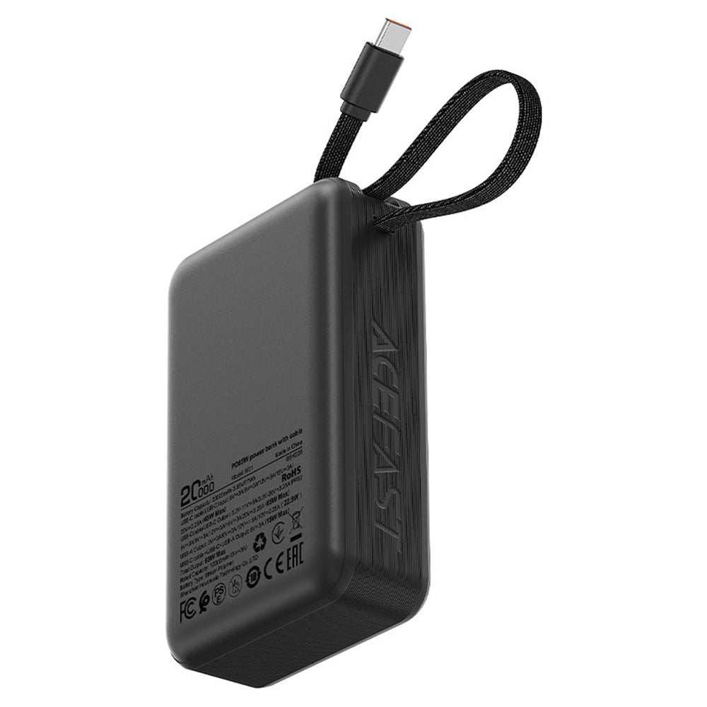 Zunanja baterija Acefast M21, 20000mAh, 65W, QC + PD, 1 x USB-A - 2 x USB-C, črna
