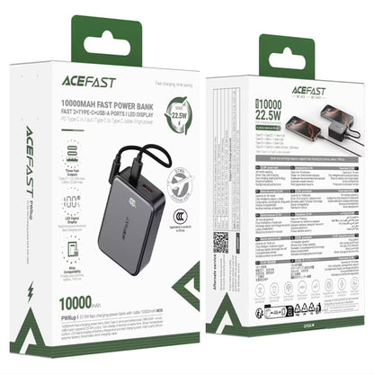 Zunanja baterija Acefast M28, 10000mAh, 22.5W, QC + PD, 1 x USB-A - 2 x USB-C, črna