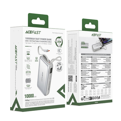 Zunanja baterija Acefast M32, 10000mAh, 35W, PD, 2 x USB-C, Srebrna