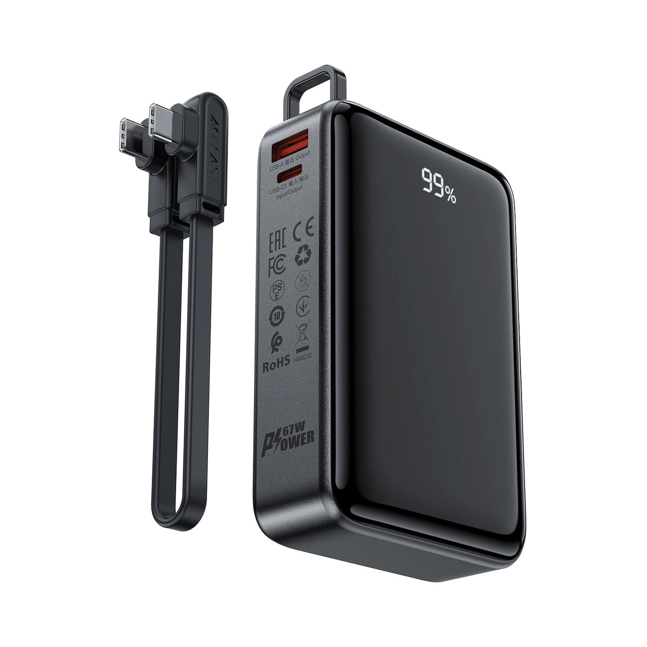 Zunanja baterija Acefast M4, 20000mAh, 67W, PD, 1 x USB-A - 2 x USB-C, črna