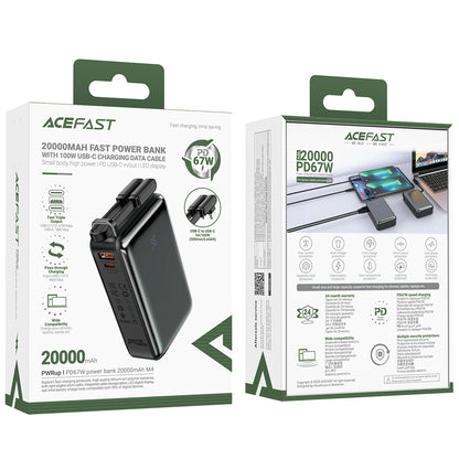 Zunanja baterija Acefast M4, 20000mAh, 67W, PD, 1 x USB-A - 2 x USB-C, črna