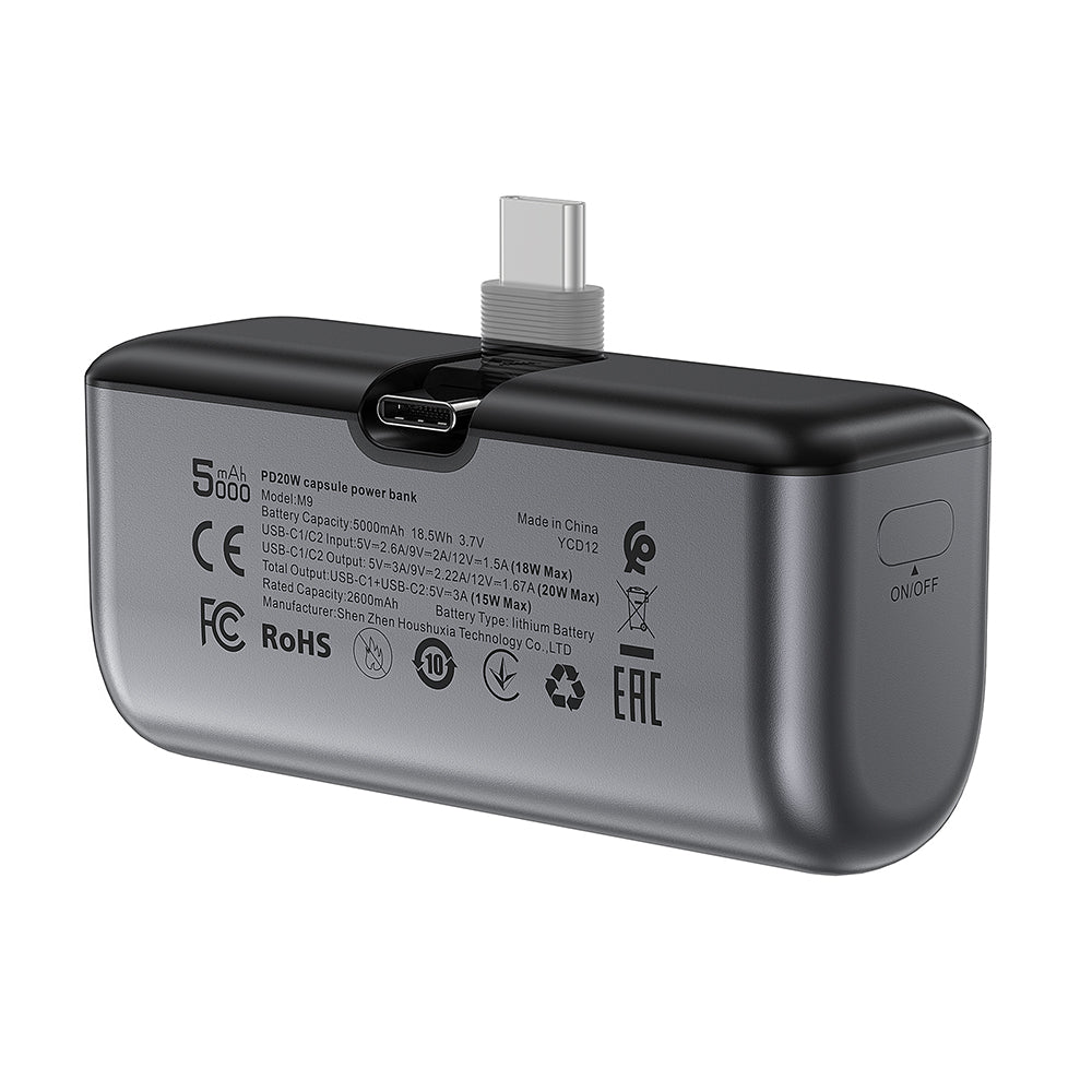 Zunanji akumulator Acefast M9, 5000mAh, 20W, PD, 2 x USB-C, črn