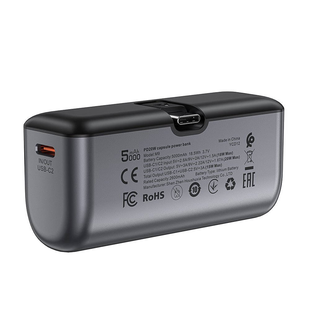Zunanji akumulator Acefast M9, 5000mAh, 20W, PD, 2 x USB-C, črn