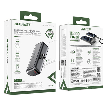 Zunanji akumulator Acefast M9, 5000mAh, 20W, PD, 2 x USB-C, črn