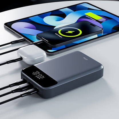 Zunanja baterija Allity. APB-200 PocketPower, 19200mAh, 130W, QC + PD, 1 x USB-A - 2 x USB-C, Siva