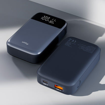 Zunanja baterija Allity. APB-200 PocketPower, 10000mAh, 33W, QC + PD, 1 x USB-A - 1 x USB-C, Siva