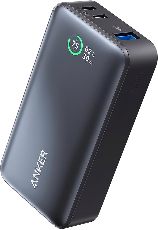 Anker 533 zunanja baterija, 10000 mAh, 30 W, QC + PD, 1 x USB-A - 2 x USB-C, črna A1256G12