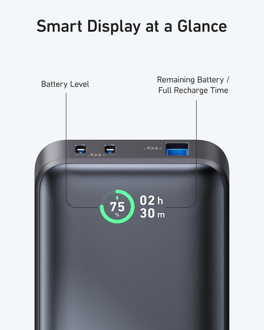 Anker 533 zunanja baterija, 10000 mAh, 30 W, QC + PD, 1 x USB-A - 2 x USB-C, črna A1256G12