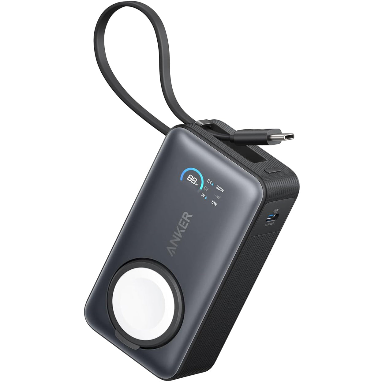 Zunanja baterija Anker MagGo, 10000 mAh, 35 W, PD + QI, 1 x QI - 2 x USB-C, črna A1657011