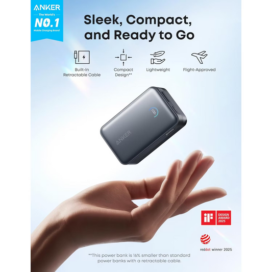 Zunanja baterija Anker Nano, 10000mAh, 45W, QC + PD, 1 x USB-A - 1 x USB-C, Črna A1638H11