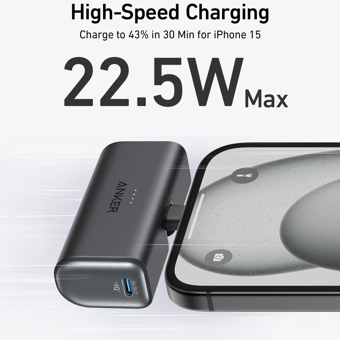 Zunanja baterija Anker Nano, 5000mAh, 22.5W, PD, 2 x USB-C, Črna A1653H11