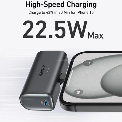 Zunanja baterija Anker Nano, 5000mAh, 22.5W, PD, 2 x USB-C, Črna A1653H11