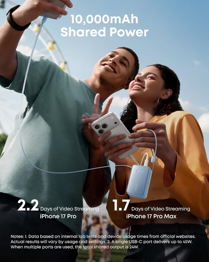 Zunanji akumulator Anker Nano, 10000mAh, 45W, QC + PD, 1 x USB-A - 2 x USB-C, Modra