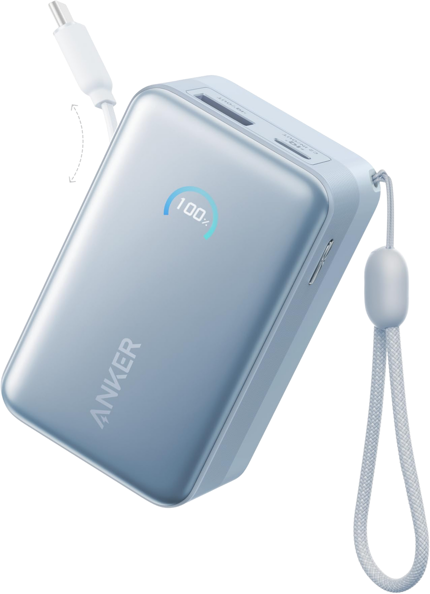 Zunanji akumulator Anker Nano, 10000mAh, 45W, QC + PD, 1 x USB-A - 2 x USB-C, Modra