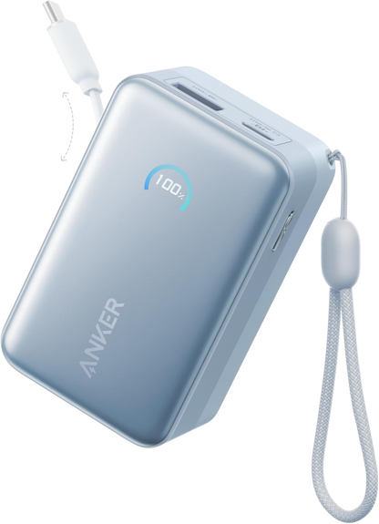 Zunanji akumulator Anker Nano, 10000mAh, 45W, QC + PD, 1 x USB-A - 2 x USB-C, Modra